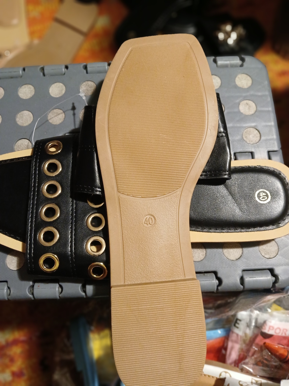 & Other Stories Black Slide Mules with Gold Eyelets